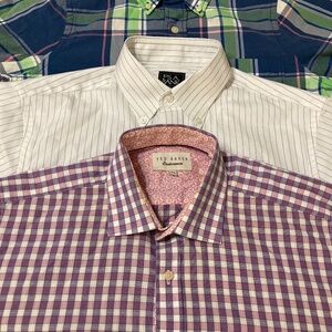 Lot of 3 Mens Med.Long Sleeve button up shirts Abercrombie Jos A Bank Ted Baker